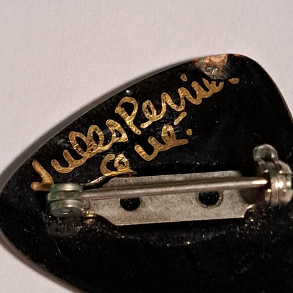 shiny black and gold Jules Perrier brooch - Picture 4 of 5